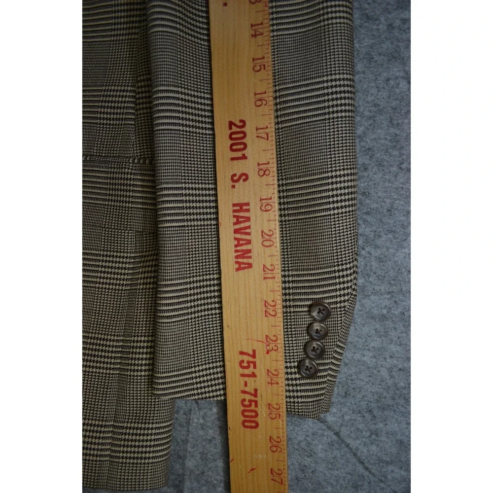VTG Polo Ralph Lauren Blazer Men 42 Brown Plaid Check Houndstooth Sport Coat USA